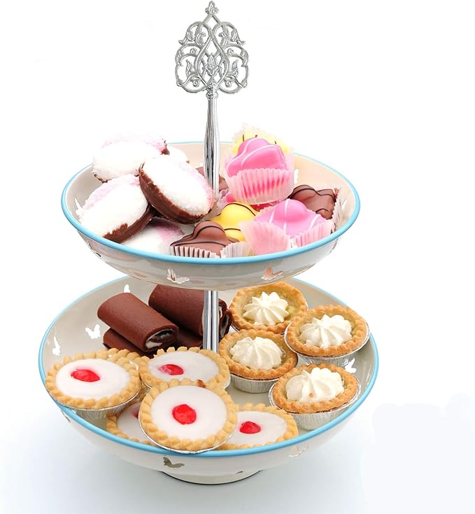 3 Tier 14" Heavy Metal Cake Stand Holder Fruit Plate Stand Fitting Hardware Rod with Stylus (Silver Scepter)