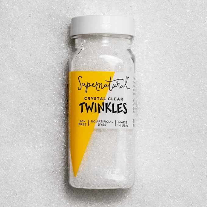 Supernatural Twinkles White Sanding Sugar Sprinkles, Crystal Clear, Non-GMO, Vegan, 3oz, Made in USA