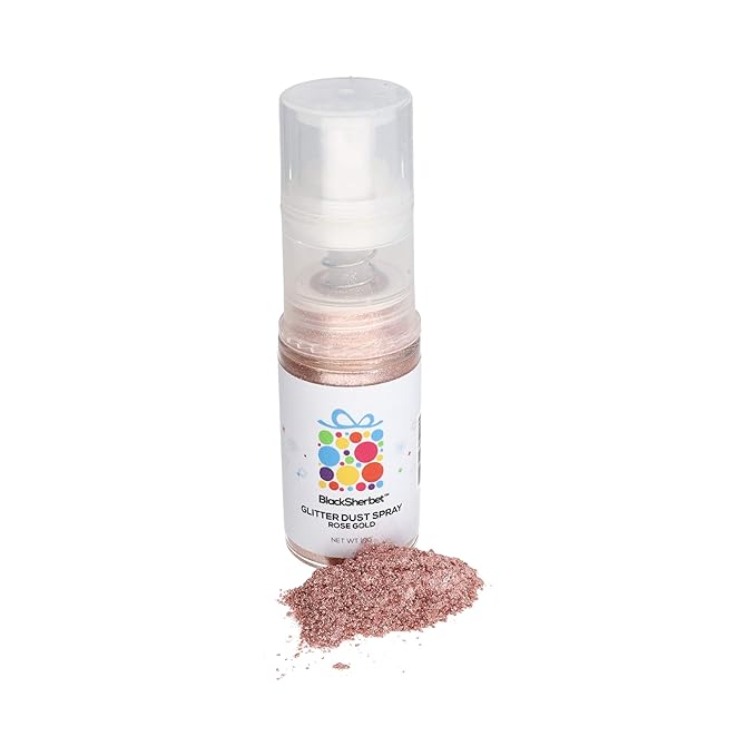 Blacksherbet Rose Gold Edible Glitter Spray, (10g) | 100% Edible | Cakes, Cupcakes, Cocktails, Edible Drink Glitter, Chocolate. Food Grade Glitter & Dusts. Kosher