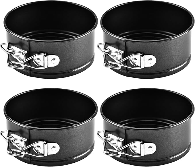 Mini Springform Cake Pans - Set of 4, Non-Stick & Removable Bottom - 4” Diameter, Perfect for Cheese Cakes, Pies, Quiches & More – Ideal for Home Bakers & Pros