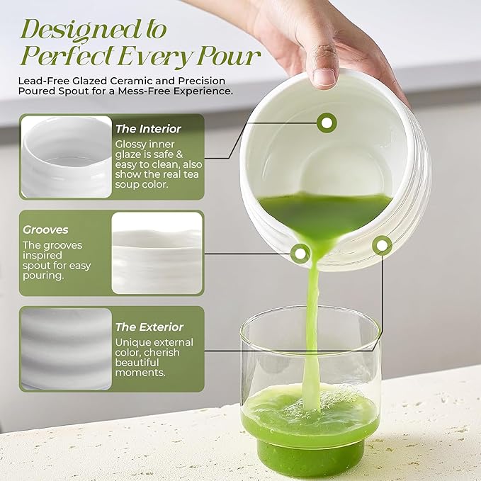 Matcha Whisk Set (5pcs) - Japanese Tea Set includes Matcha Bowl (19 oz) - Bamboo Whisk and Matcha Scoop - Whisk Holder - Stainless Steel Sifter - Tea Making Tools, Matcha Kit