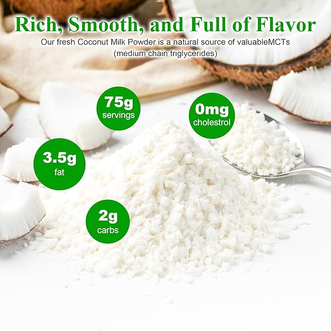 Organic Coconut Milk Powder 8oz (226g) - Dairy-Free Creamer for Coffee & Tea, Keto, Paleo & Vegan Friendly, Rich & Creamy, Non-GMO, No Additives
