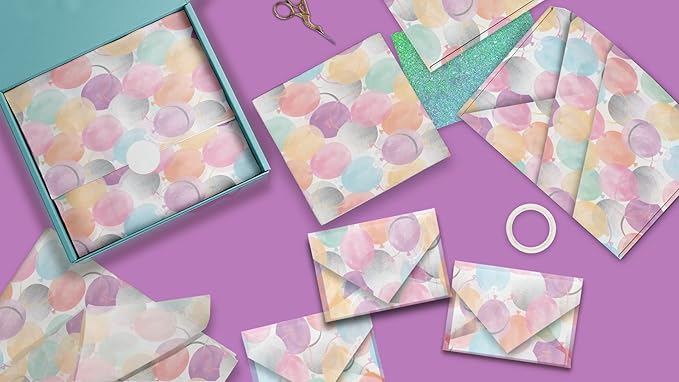 Colorful Balloons Birthday Printed Tissue Paper for Gift Bags or Boxes and Wrapping - Bulk Decorative Art Tissue Paper for Packaging and Gifting | 24 Sheets 20" x 30"