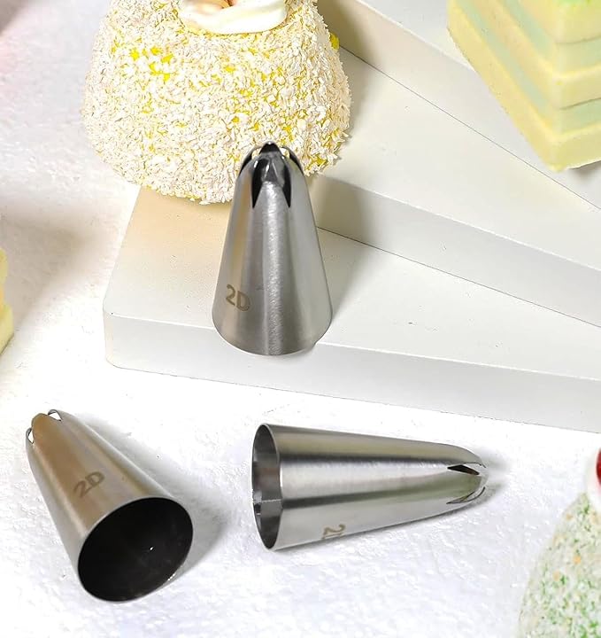 4 Pcs Sliver 2D Cake Piping Tips, Cake Decorating Kit,Stainless Steel Large Piping Tips Cake Decorating Tools, for Baking DIY Cupcake Cookie Birthday Cake Cream Decorating