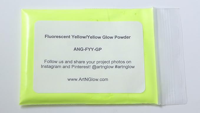 Glow in The Dark Pigment Powder - Neutral and Fluorescent Color for Art Painting, Fine Art, Nail Art Paint, and DIY Crafts - Long Lasting, 10+ Color Options - Fluorescent Yellow - (60 Grams/ 2.12 oz)