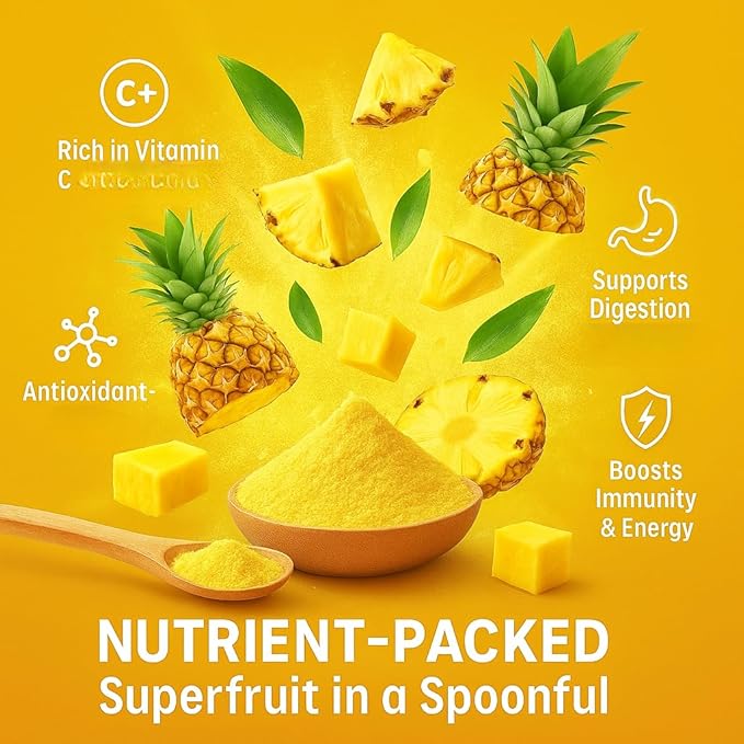 Confect Pineapple Powder | Pure & Natural Fruit Powder for Smoothies, Baking, Beverages, Juices, Tea & DIY Recipes | Vegan, Gluten-Free, No Added Sugar – 8 OZ