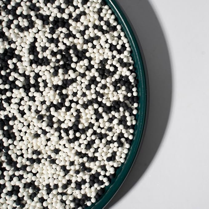 Sprinkles 130g/4.6oz, Black White Edible Pearl Sprinkles for Cake Decorations, Baking, Ice Cream, Cookies, Cupcake Topper Edible Pearls Sprinkles - 2mm Matte White Sugar Pearls for Cake Decorating (2mm white black)