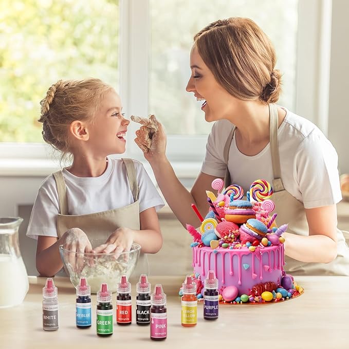 Gel Food Coloring Set - 8 Colors Concentrated Gel Based Food Color Food Grade Dye Flavorless Vibrant Edible Food Coloring for Cake Cookie Decorating Easter Egg Icing Fondant Baking Macaron - 6g/Bottle