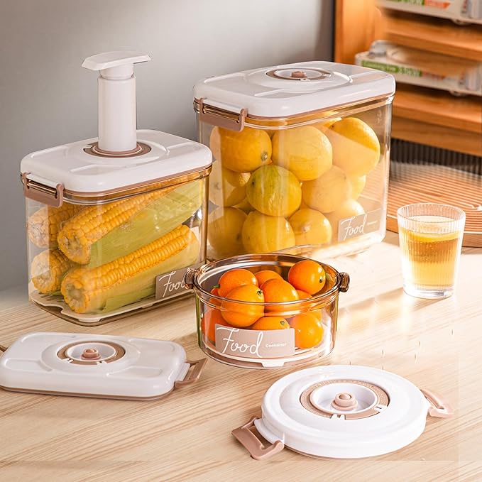 3-Pack Vacuum Seal Containers, Airtight Food Storage with Pump & Strainer | Leakproof, BPA-Free for Meal Prep, Leftovers, Marinating - Keep Fresh Longer