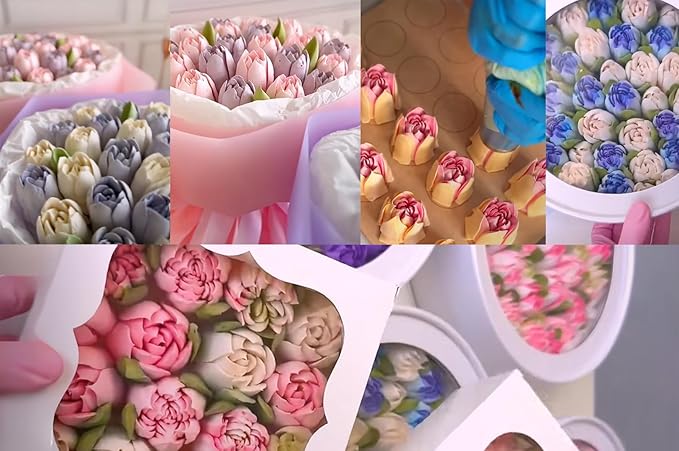 Cake Decorating Kit Extra Large Russian Piping Tips Stainless Steel Icing Tips Set for Buttercream Roses 3D Floral Designs Baker Tools for Wedding Birthday Cakes Cupcakes Cookies (4)