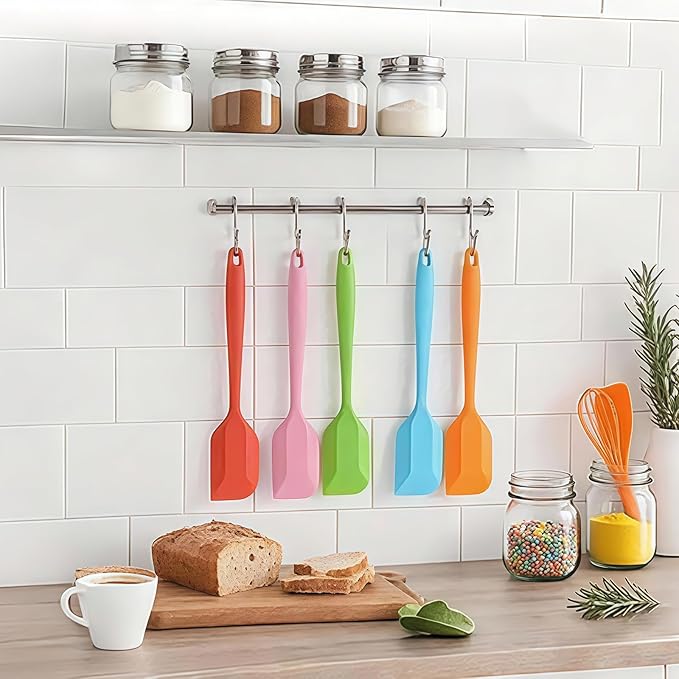 Silicone Spatula, 11 inch Rubber Spatulas Heat Resistant Cooking Utensil Set Non-Stick Flexible Baking Spatulas with Stainless Steel Core for Cake/Cream/Butter/Batter Mixing/Cooking (4-Piece)