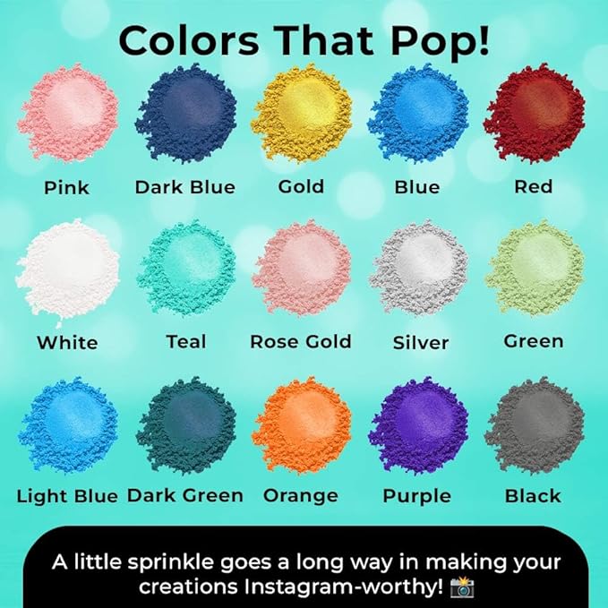 Bulk (20g) Luster Dust Edible Cake Decorations, Teal Edible Dust for Cake Edible Luster Dust for Cupcake Decorations, Cake Drip, Teal Edible Paint for Cakes, Edible Shimmer Dust for Drinks