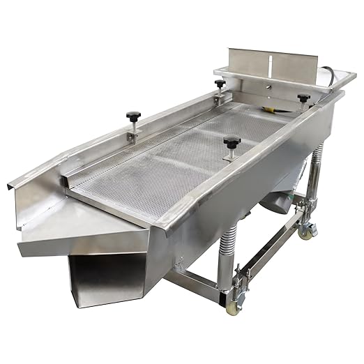 Linear Vibrating Sieve Electric Screen Shaker Stainless Steel Medium Linear Sifter Machine Double Layers Double Motors 220V 3mm Upper 1mm Lower Round Hole Mesh(JG50-150)
