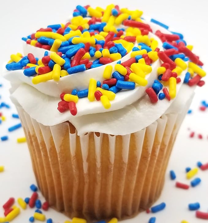 NCS Red, Yellow, and Blue Edible Jimmies Sprinkles, 8 ounces