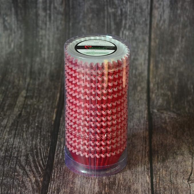Mini Red Foil Cupcake Liners Muffin Baking Cups for Party and More, 300-Count