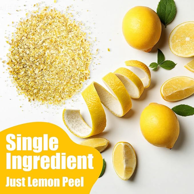 Dried Lemon Zest 8oz - Bold Citrus Flavor for Baking, Tea, Seasoning, Marinades, Spice Blends – Granulated Lemon Peel for Home Cooks & Bakers