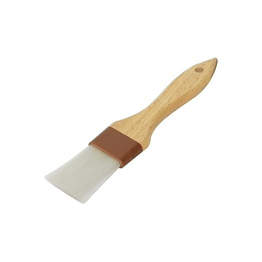 Thunder Group WDPB002N Pastry Brush, 1-1/2" Wide, Flat, sterilized Nylon bristles, Bound by Brown Plastic Ferrule, Wood Handle, Pack of 12