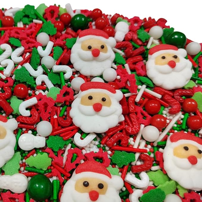 Homankit Christmas Sprinkles for Cake Decorating Edible Santa Claus Candy Sprinkle Mix Cake Cupcake Toppers Cookie Dessert Decorations with 6 Pieces Santa Claus