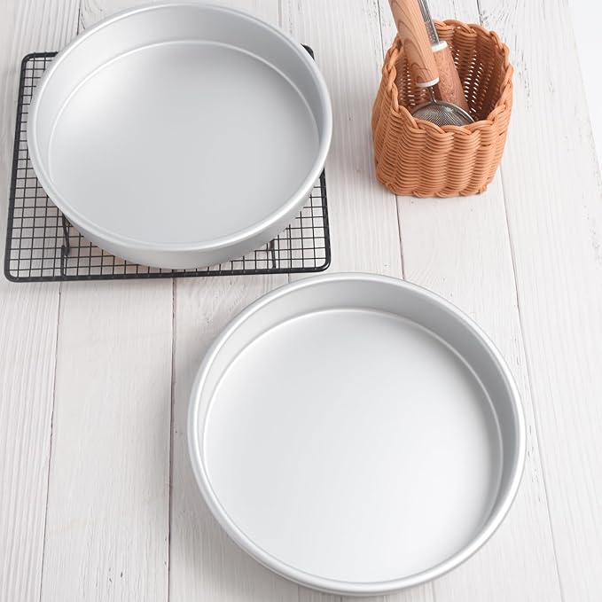 9×2 round Cake Pans Set of 2,Aluminum cake tin baking pan for birthday cake party (9×2 round Cake Pan, Set of 2)
