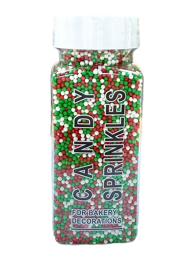 Gevog 2MM Christmas Nonpareils Pearls Sprinkles Mixing Edible Cake Cupcake Sprinkles for Christmas Party Baking Cupcake Cookie Ice Cream Decoration Supplies 110g/ 3.88oz