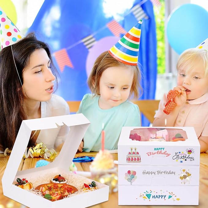 Moretoes 45pcs Pie Boxes 12x12x2.5 Inches White Bakery Boxes with Window for Cookie Cake, Treat, Pie, Pizza, Strawberries, Chocolate, Pastries, Muffins and Donuts
