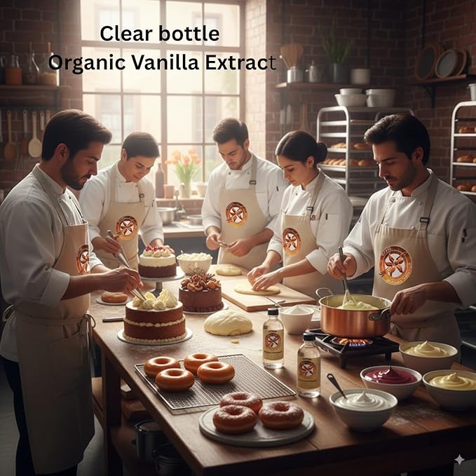 Royal Artisan Clear Vanilla Extract, with real vanilla bean, Organic, colorless; ideal for white icings, buttercream, light cakes and beverages; clean flavor; 8 fl oz (240 ml) glass bottle