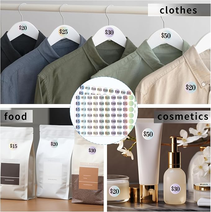Starboling Garage Sale Stickers - 1400 Pcs, 1 Inch Big, Gradient Color Flea Market Pre-Printed Pricing Stickers