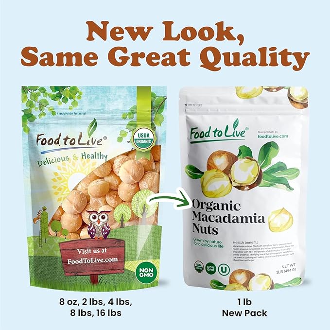 Organic Dry Roasted Whole Macadamia Nuts, 1.5 Pounds – Unsalted, Delicious and Nutritious Snack Made from Premium Non-GMO Nuts, Perfect for Keto and Paleo Diet. Rich Butter Flavor. Kosher, Vegan
