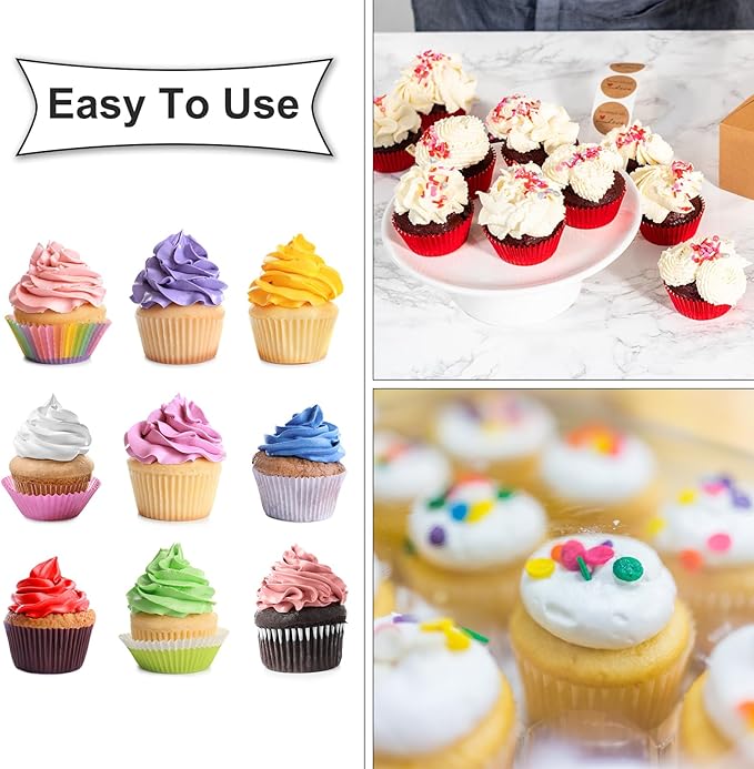 uxcell 100 Pcs Cupcake Liners, Muffins Paper Baking Cups Wrappers Standard Greaseproof for Baking Cupcake Wrapper, Purple