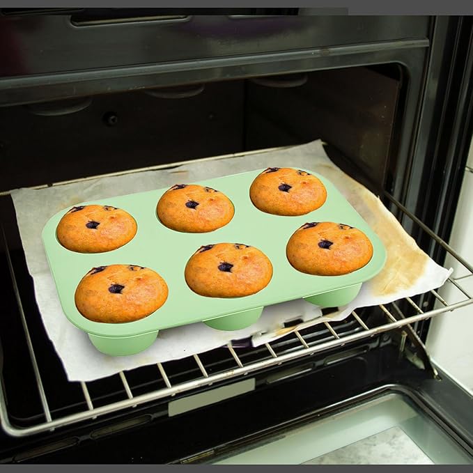 6 Cups Silicone Mini Muffin Pan Set, Nonstick Mini Cupcake Pans, 2pcs BPA Free Small Muffin Tin for Baking