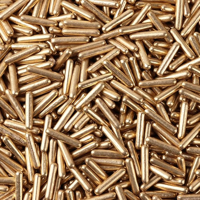 Cobakey Bright Gold Sprinkles for Cake Decorations 100g/ 3.52oz Rods Metallic Pearl Sugar Sprinkles for Cupcake Toppers Wedding Party Valentines Halloween Christmas Supplies