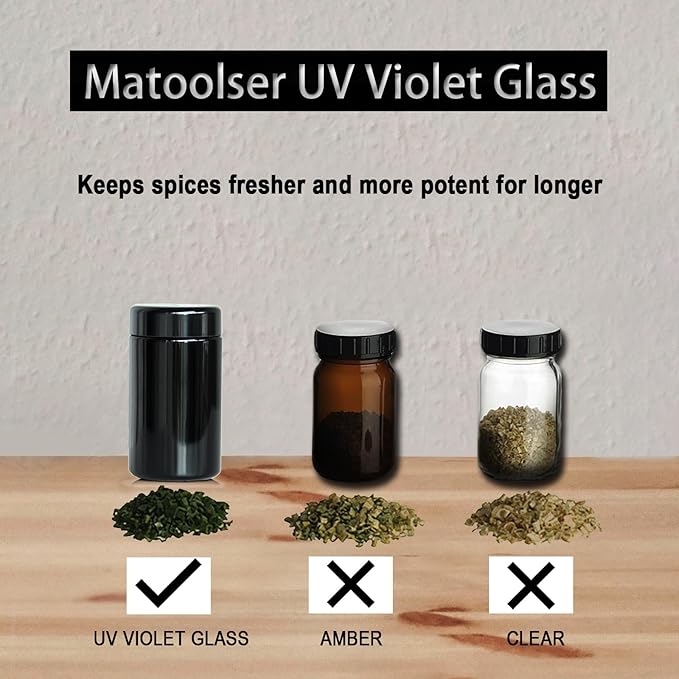 Black Glass Airtight Storage Container Jar 150ml with UV Protection for Spice Coffee
