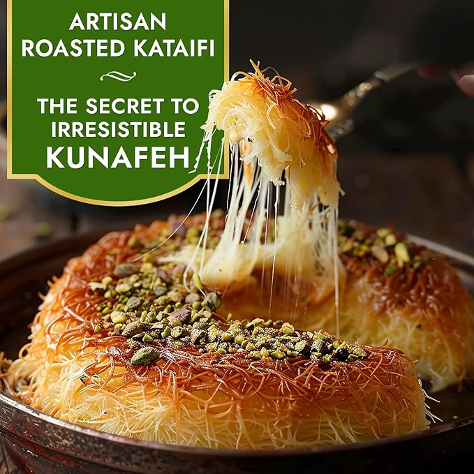 Dolce Calma Roasted Kataifi Dough 22 lb Large Bulk Pack | Kadayif for Dubai Chocolate Bar & Kunafa Desserts | Pre-Toasted Shredded Fillo for Baklava & Bakery Creations