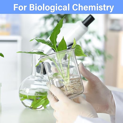 12 Pcs 200 ml Glass Lab Beaker 3.3 Borosilicate Glass Measuring Cup with Spout Low Form Glassware for Laboratories Classrooms or Home Use