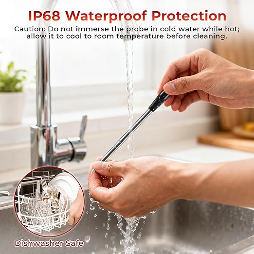 LNN Smart Bluetooth Wireless Meat Thermometer with Probe | Long Range Digital Thermometer for BBQ, Grill, Oven & Smoker | Waterproof, Real-Time Monitoring | for Steak, Chicken, Turkey, Kitchen