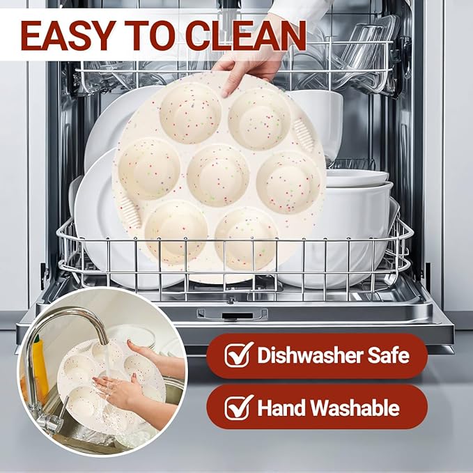 Silicone Muffin Pan for Air Fryer Oven Instant Pot, Nonstick 7 Cups Easy To Handle for Baking Egg Bites Muffin Tart Cupcake Mini Quiche 1 Pack Confetti
