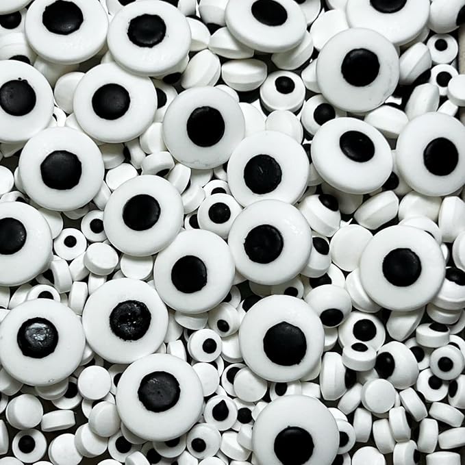 Christmas Candy Sprinkles for Cake Decorating, Festive Snowman & Reindeer Eyes Decorating Supplies for Cookie Baking, Ice Cream, Brownie, Cupcake Toppings, 3 Size Black and White Edible Eyes
