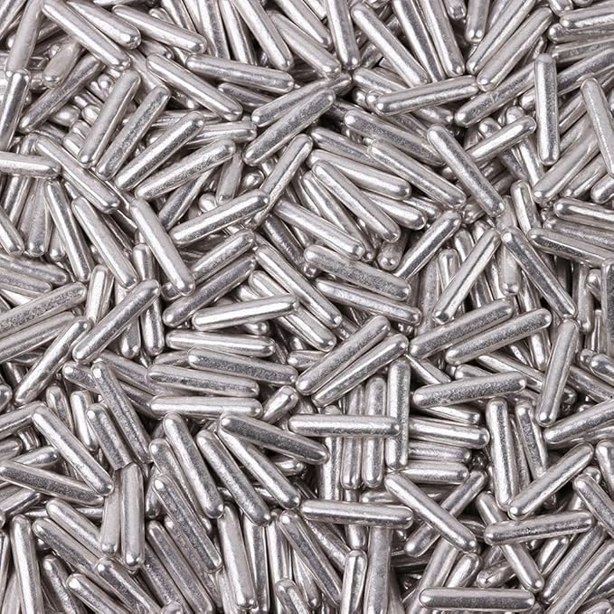 Cobakey Bright Silver Sprinkles for Cake Decorations 100g/ 3.52oz Rods Metallic Pearl Sugar Sprinkles for Cupcake Toppers Wedding Party Valentines Halloween Christmas Supplies