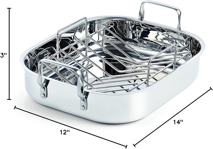 Cooks Standard 14-Inch by 12-Inch Stainless Steel Roaster with Rack, Rectangular