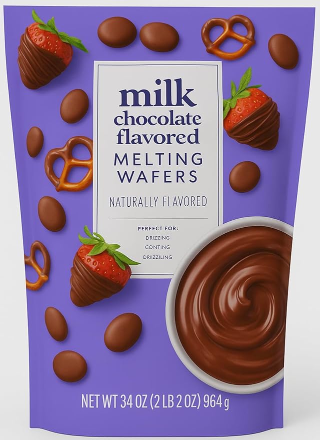 Melting Wafers Milk Chocolate Cocoa 34 oz Bag | Smooth, Easy-Melt Candy Coating Dipping, Drizzling, Baking - Snacks Desserts Treats - Made with Fair Trade Certified Cocoa