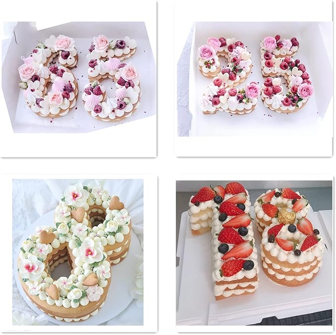 Ducodocu Silicone Number Cake Pan Large 3D Number Cake Mold Baking Forms Novel Cake Tins DIY Baking Mold for 2/20th Birthday Wedding Anniversary 10 inch Number of 1&8, 2 Pack