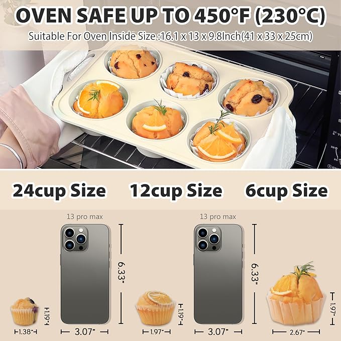 Silicone Muffin Pan Set:3Pcs Silicone Cupcake Molds for Baking Metal Frame - Nonstick Jumbo Muffin Pan - Mini Cupcake Tin - Regular Tray For English Blueberry Chocolate Egg Bites - Baker Lovers