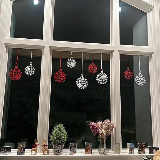 Christmas Stencils for Window Glass Large Christmas Stencils for Crafts Reusable Xmas Snowflake Bauble Holiday Stencil for Painting on Wood Wall Fabrics Decor