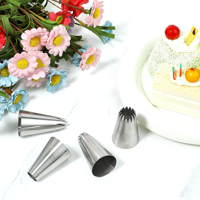 4pcs 1M 2D 6B 4BCake Piping Tips, Cake Decorating Supplies Piping Tips, Piping Nozzles Decorating Tips, Baking Tools For Buttercream, Icing, Birthday Cake, Cupcake, DIY Art