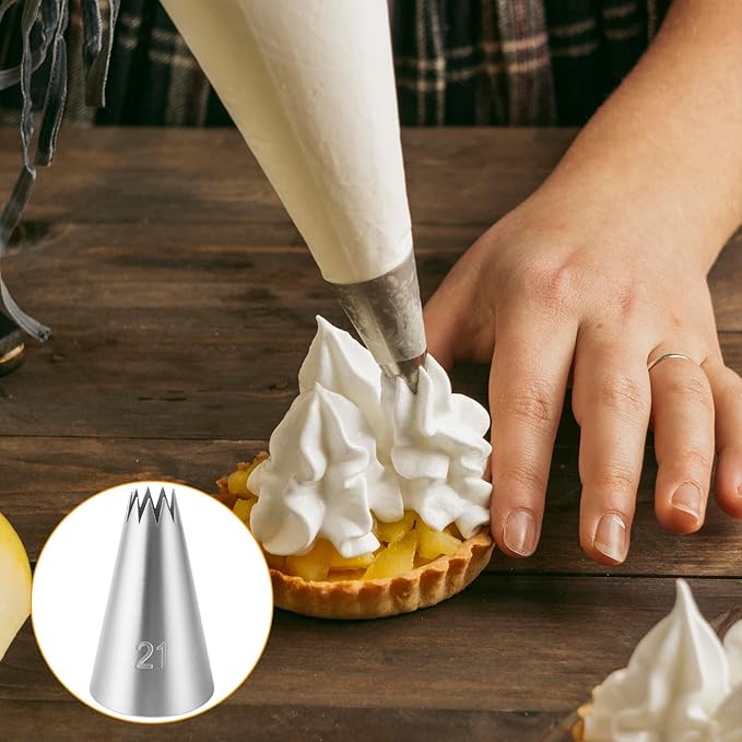 3 Pack Open Star Cake Decorating Tip Churro Piping Bags Tip Set Stainless Steel Icing Piping Tip for Frosting