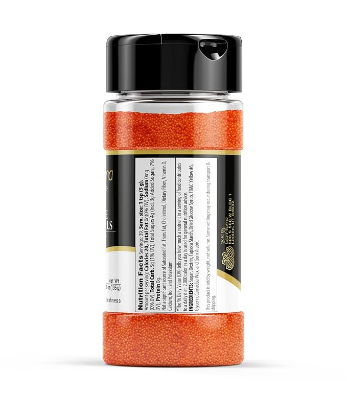 GranAroma Orange Nonpareils, Decorative Sprinkles, Cakes & Cookies, Bakery Staple (6.88 Ounce)