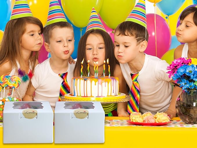 12Packs mini cake boxes,White 6 inch cake box 6 * 6 * 5 Inch bento cake box with Window, Dessert boxes Pastry boxes Cupcake boxes Cookies boxes