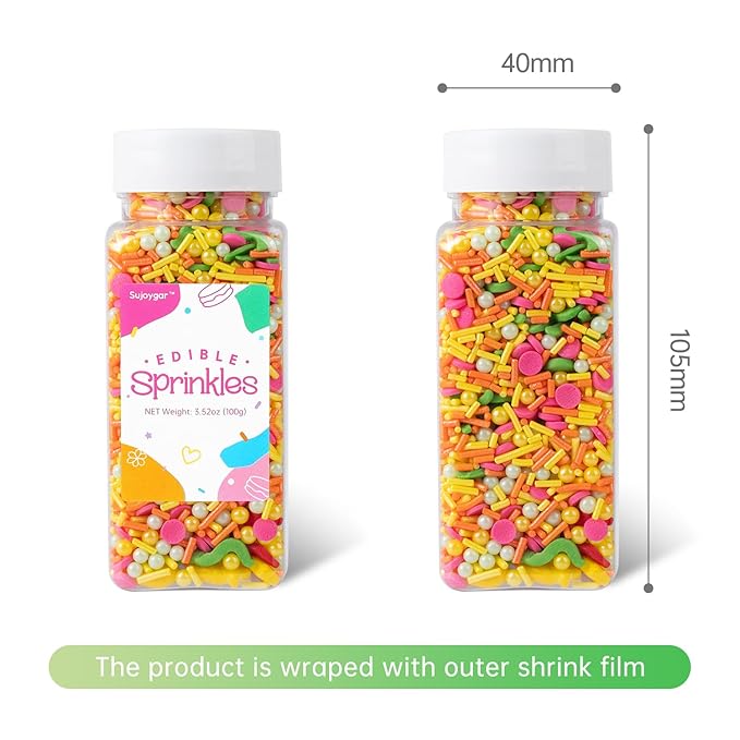 Summer Sprinkles Mix | Sprinkles for Cake Decorating | Watermelon Pineapple | Cupcake Toppers | Ice Cream | Cookie | Fancy Candy | Tropical Fruit | 3.52oz