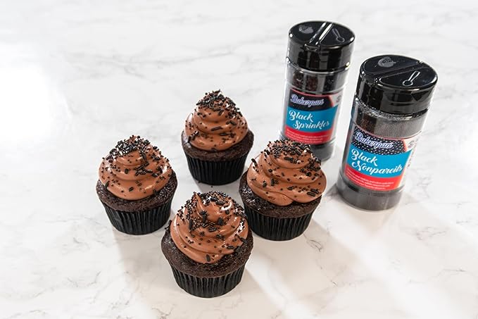 Bakerpan Black Jimmies Sprinkles - 6 Ounces Black Sprinkles for Cake Decorating - Edible Sprinkles for Cupcakes, Ice Cream, Cake Decorations (Made in USA)
