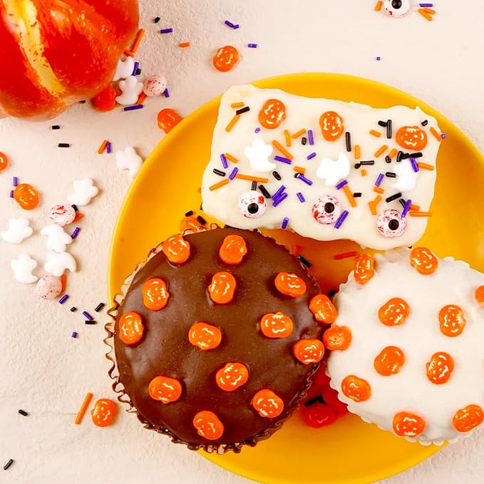 Edible Pumpkin Sprinkles for Cake Decorating, Halloween Orange Sugar Sprinkles, 150g/5.29oz, Perfect for Cake Decoration, Cupcake Decorations Donuts Toppings